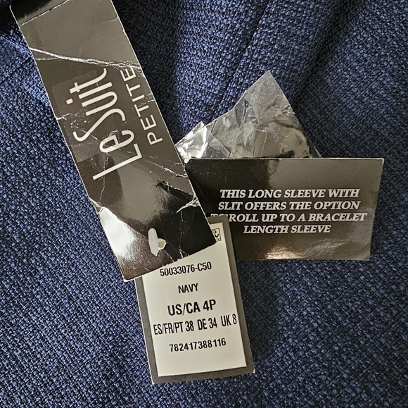 LE SUIT Petite 3 Button Navy Blue Two Piece Skirt Suit - Picture 8 of 14